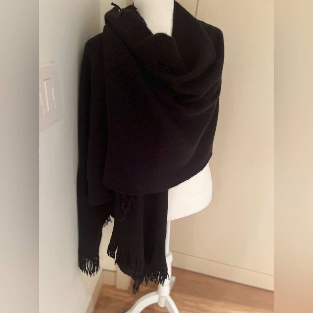 Black chenille fringe poncho.